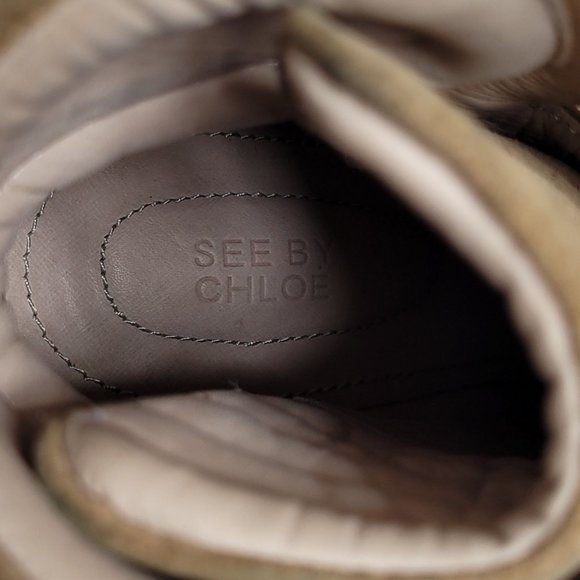 See by Chloé Gondola Leather Lace-up Wedge Sneaker Ankle Shoes - Size 37.5 - Picture 10 of 13